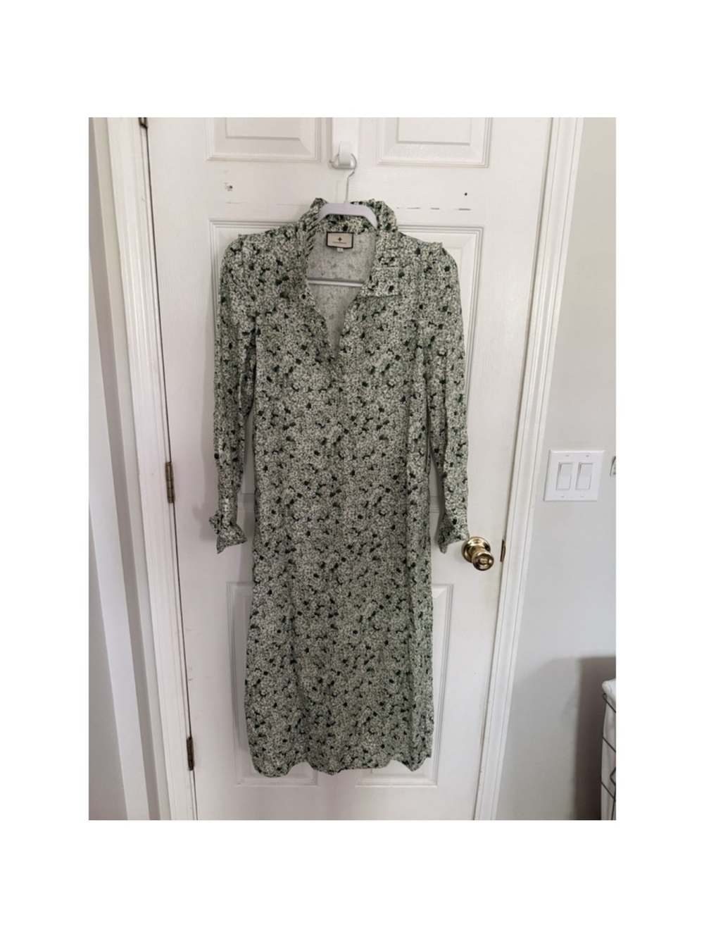 Tuckernuck Green Floral Maxi Shirt Dress Womens Small Button Front Long Sleeve
